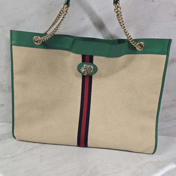 🔥Limited Edition🔥Gucci Rajah Green and Beige Tote Bag - Picture 1 of 13
